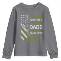 Funny Girl Dad Youth Sweatshirt Guns Dont Kill People Dads with Pretty Daughters Do US Flag - Wonder Print Shop