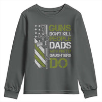 Funny Girl Dad Youth Sweatshirt Guns Dont Kill People Dads with Pretty Daughters Do US Flag - Wonder Print Shop