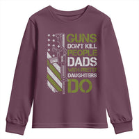 Funny Girl Dad Youth Sweatshirt Guns Dont Kill People Dads with Pretty Daughters Do US Flag - Wonder Print Shop