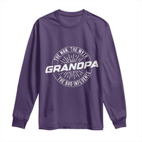 Funny Grandpa Long Sleeve Shirt Man Myth Bad Influence Funny Fathers Day - Wonder Print Shop