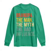 Funny Grandpa Long Sleeve Shirt Retro Man Myth Bad Influence Best Funny Fathers Day - Wonder Print Shop