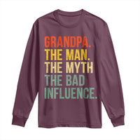 Funny Grandpa Long Sleeve Shirt Retro Man Myth Bad Influence Best Funny Fathers Day - Wonder Print Shop