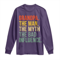 Funny Grandpa Long Sleeve Shirt Retro Man Myth Bad Influence Best Funny Fathers Day - Wonder Print Shop