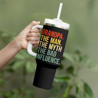 Funny Grandpa Tumbler With Handle Retro Man Myth Bad Influence Best Funny Fathers Day - Wonder Print Shop