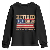 Funny Retirement Youth Sweatshirt See Wife For Details Husband Dad Grandpa Humor US Flag