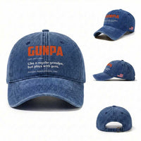 Funny Gunpa Washed Cotton Baseball Cap Gun Lover Grandpa Pro Gun Enthusiast