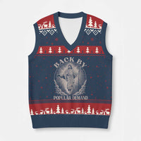 Funny Jesus Back V-Neck Knit Sweater Vest Retro Funny Sayings Easter Back By Popular Demand - Wonder Print Shop