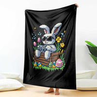 Gamer Rabbit Throw Blanket Cute Bunny Gaming Eggs Video Games Easter Pixel Garden - Wonder Print Shop