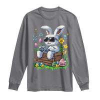 Gamer Rabbit Long Sleeve Shirt Cute Bunny Gaming Eggs Video Games Easter Pixel Garden - Wonder Print Shop