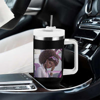 Disgusted Black Doll Meme Tumbler With Handle Funny Sassy Reaction Afro Girl With Attitude