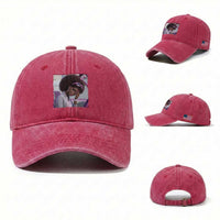 Disgusted Black Doll Meme Washed Cotton Baseball Cap Funny Sassy Reaction Afro Girl With Attitude