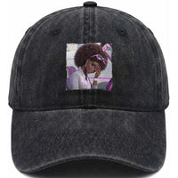Disgusted Black Doll Meme Washed Cotton Baseball Cap Funny Sassy Reaction Afro Girl With Attitude