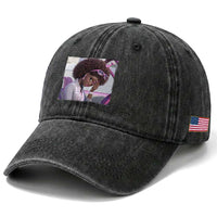 Disgusted Black Doll Meme Washed Cotton Baseball Cap Funny Sassy Reaction Afro Girl With Attitude