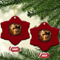 Funny Cowboy Cat UFO Ceramic Ornament Retro Western Rodeo Meme Cats Lover Gift