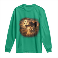 Funny Cowboy Cat UFO Long Sleeve Shirt Retro Western Rodeo Meme Cats Lover Gift