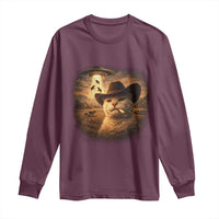 Funny Cowboy Cat UFO Long Sleeve Shirt Retro Western Rodeo Meme Cats Lover Gift