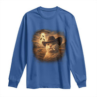 Funny Cowboy Cat UFO Long Sleeve Shirt Retro Western Rodeo Meme Cats Lover Gift