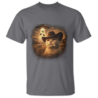 Funny Cowboy Cat UFO T Shirt Retro Western Rodeo Meme Cats Lover Gift