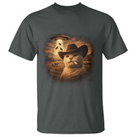 Funny Cowboy Cat UFO T Shirt Retro Western Rodeo Meme Cats Lover Gift