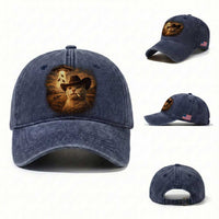 Funny Cowboy Cat UFO Washed Cotton Baseball Cap Retro Western Rodeo Meme Cats Lover Gift