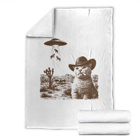 UFO Cowboy Cat Throw Blanket Vintage Graphic Retro Western Rodeo