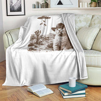 UFO Cowboy Cat Throw Blanket Vintage Graphic Retro Western Rodeo