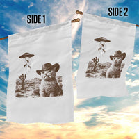 UFO Cowboy Cat Garden Flag Vintage Graphic Retro Western Rodeo