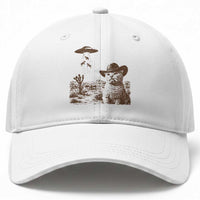 UFO Cowboy Cat Baseball Cap Vintage Graphic Retro Western Rodeo