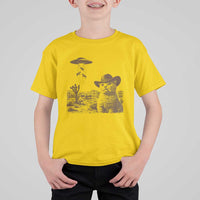 UFO Cowboy Cat T Shirt For Kid Vintage Graphic Retro Western Rodeo