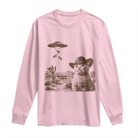UFO Cowboy Cat Long Sleeve Shirt Vintage Graphic Retro Western Rodeo