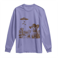 UFO Cowboy Cat Long Sleeve Shirt Vintage Graphic Retro Western Rodeo
