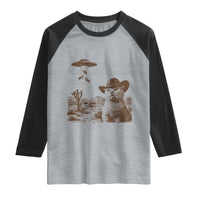 UFO Cowboy Cat Raglan Shirt Vintage Graphic Retro Western Rodeo