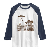 UFO Cowboy Cat Raglan Shirt Vintage Graphic Retro Western Rodeo