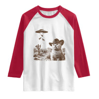 UFO Cowboy Cat Raglan Shirt Vintage Graphic Retro Western Rodeo