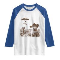 UFO Cowboy Cat Raglan Shirt Vintage Graphic Retro Western Rodeo
