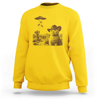 UFO Cowboy Cat Sweatshirt Vintage Graphic Retro Western Rodeo