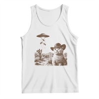 UFO Cowboy Cat Tank Top Vintage Graphic Retro Western Rodeo