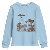 UFO Cowboy Cat Youth Sweatshirt Vintage Graphic Retro Western Rodeo