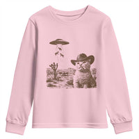 UFO Cowboy Cat Youth Sweatshirt Vintage Graphic Retro Western Rodeo