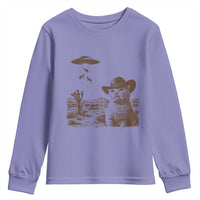 UFO Cowboy Cat Youth Sweatshirt Vintage Graphic Retro Western Rodeo