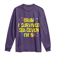 8th Birthday Long Sleeve Shirt Im 8 Year Old Bruh I Survived 67 Colorful Bubble Flower