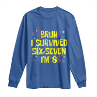 8th Birthday Long Sleeve Shirt Im 8 Year Old Bruh I Survived 67 Colorful Bubble Flower