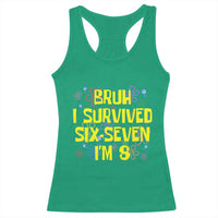 8th Birthday Racerback Tank Top Im 8 Year Old Bruh I Survived 67 Colorful Bubble Flower