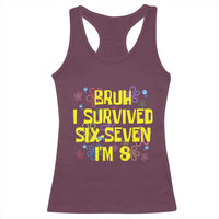 8th Birthday Racerback Tank Top Im 8 Year Old Bruh I Survived 67 Colorful Bubble Flower