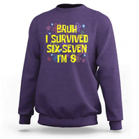 8th Birthday Sweatshirt Im 8 Year Old Bruh I Survived 67 Colorful Bubble Flower
