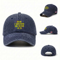 8th Birthday Washed Cotton Baseball Cap Im 8 Year Old Bruh I Survived 67 Colorful Bubble Flower