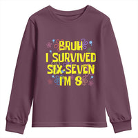 8th Birthday Youth Sweatshirt Im 8 Year Old Bruh I Survived 67 Colorful Bubble Flower