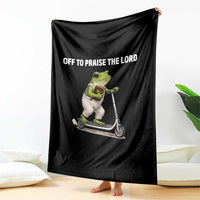 Funny Christian Frog Throw Blanket Off To Praise The Lord