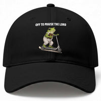 Funny Christian Frog Baseball Cap Off To Praise The Lord