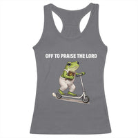 Funny Christian Frog Racerback Tank Top Off To Praise The Lord